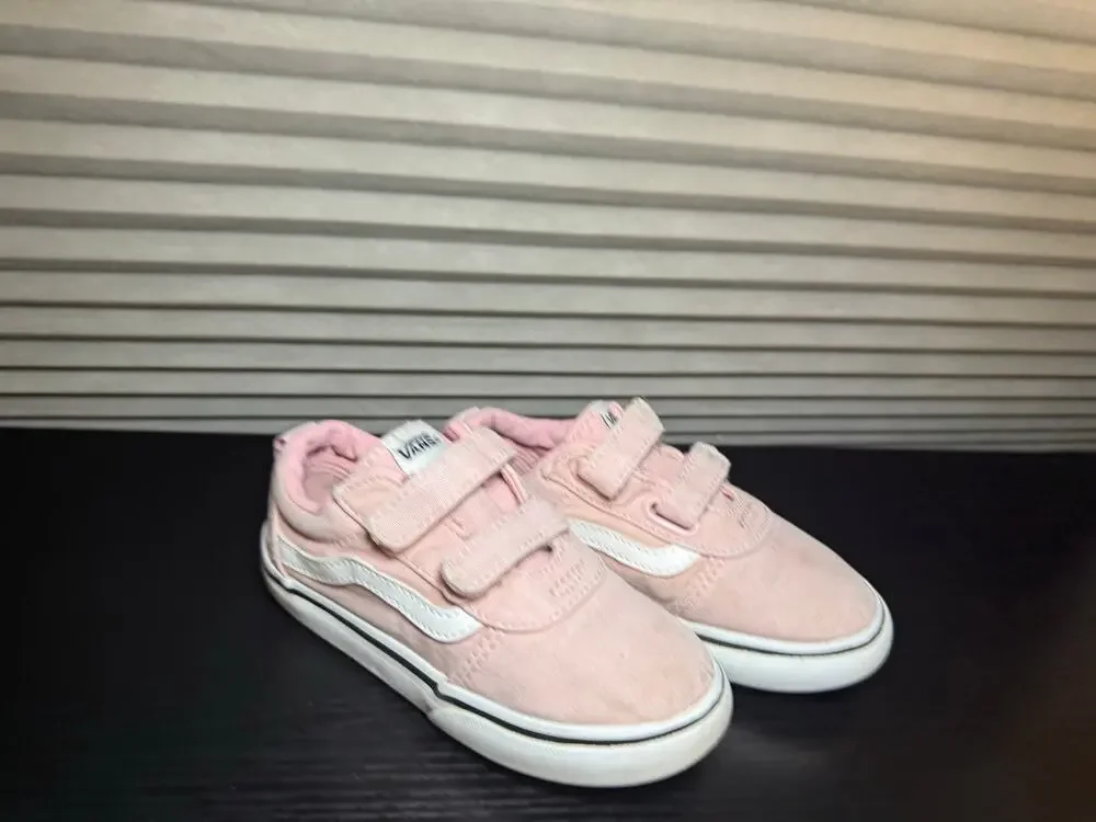 Vans Toddler Ward V Hook & Loop Pink Sneakers Size 10 Easy Slip On Straps